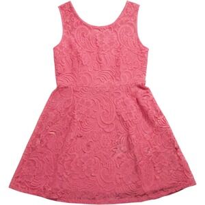 La Scala Girls Coral Pink Floral Lace Tulle Skirt Party Dress 21559 Size S/Chico